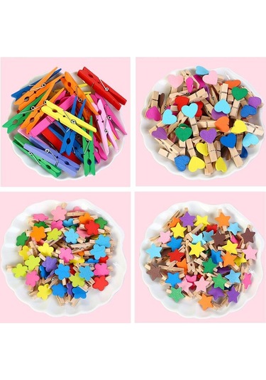50 Adet/grup Mini Ahşap Klipler Aşk Bahar Renkli Ahşap Klipler Dty Clothespin Craft Dekor Aperatif Klip Po Klipler Mandal