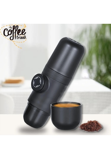 Xuweiwei Siyah Taşınabilir Espresso Makinesi Manuel İşletim Kamp Yürüyüş Ofis İçin Mini Seyahat Kahve Potu