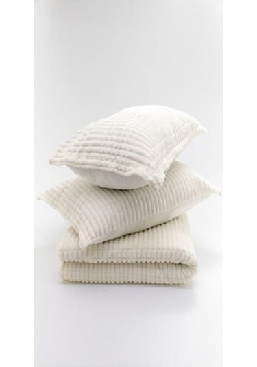 Merinos Modern Line 3 Parça Yatak Örtüsü - Ekru Beyaz