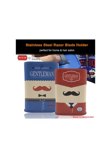 Yifomall Erkek Tıraş Aksesuarı: Paslanmaz Çelik Tıraş Bıçağı Atık Kutusu, Mavi, Kolay Kullanım, 10.4x7.3cm 1 Saat