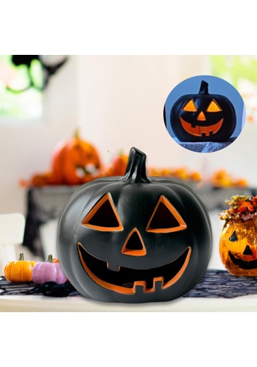 Homyl Cadılar Bayramı Balkabağı Işıklı Dekoratif Heykelcik 21x19x23 Cm