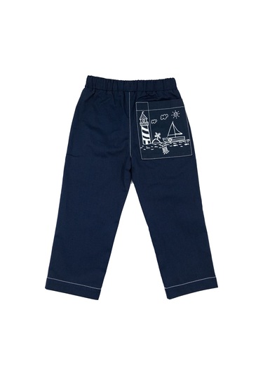 Cebi Baskılı Yazlık Erkek Çocuk Lacivert Pantolon Lacivert
