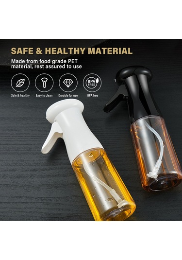 Fosenze Siyah Plastik Yağ Spreyi - 200ml Kontrollü Yağlama, Pişirme/grill İçin + Yağ Fırçası Ve Temizlik Fırçası Seti Siyah