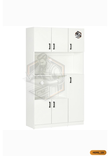 Tamamı Mdf 6 Kapaklı Fırın Bölmeli Açık Raflı Çok Amaçlı Mutfak Dolabı