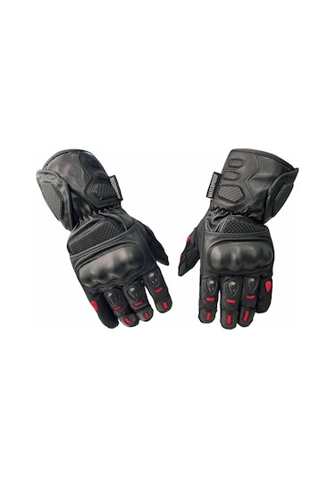 Motosiklet Kışlık Eldiven Deri Ve Cordura Kumaş Full Korumalı Deri Motor Eldiveni Siyah