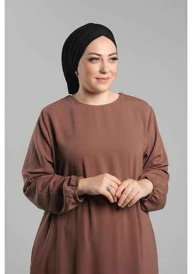 Siyah Pratik Hazır Geçmeli Tesettür Bone Sandy Büzgülü Salaş 2119 01 Siyah