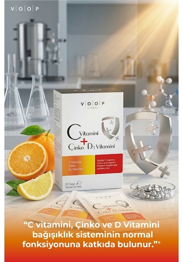 Voop C Vitamini D3 Vitamini ve Çinko 20 Saşe