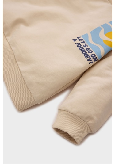 DeFacto Erkek Bebek 2'li Takım Baskılı Sweatshirt Beli Paçası Lastikli Alt D3348A525SPBG286 Bej DeFacto Erkek Bebek 2'li Takım Baskılı Sweatshirt Beli Paçası Lastikli Alt D3348A525SPBG286 Bej