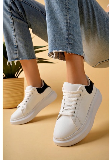 Luis A Costa Lc101 Beyaz Arka Siyah Bağcıklı Kadın Ayakkabı Renkli