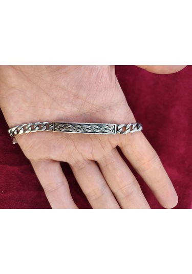 Modagümüşevi 925 Ayar Gümüş Desenli Gurmet Erkek Bileklik