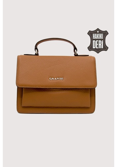 Hakiki Deri Kadın El Çantası Taba Smr9022 Taba