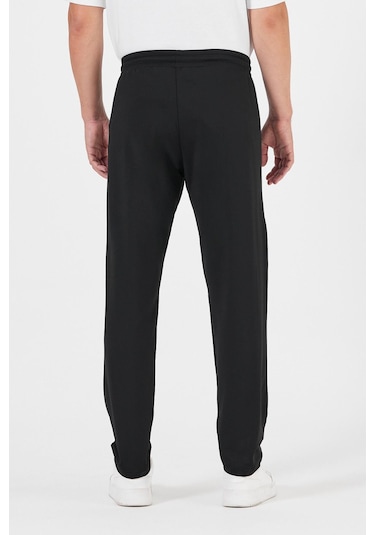 Erkek Siyah-Antrasit Standart Fit Normal Kesim Düz Paça Cep Fermuarlı Rahat Jogger 2'li Eşofman Altı Siyah - Antrasit