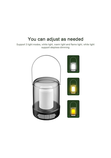 Neevoyu Usb Şarjlı Su Geçirmez Led Kamp Lambası - 3 Işık Modlu, Taşınabilir Çadır Aydınlatma Siyah