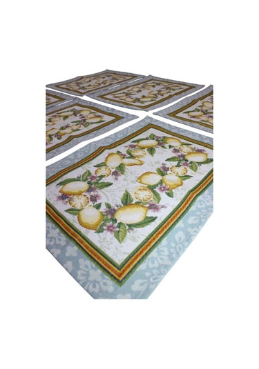 Belıeve Lemon Jakarlı Dokuma Goblen Dekoratif 6lı Amerikan Servisi Sarı Meyveli 30 45 Sarı