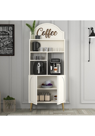 Lyon Kahve Köşesi 80cm - Krem / Altın