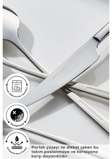 Karaca  Elegance New Boreas Platin 12 Kişilik 84 Parça Çatal Kaşık Bıçak Takımı