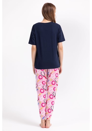 Rolypoly Big Thanks Lacivert Kadın Pijama Takımı 5274-29094 Lacivert