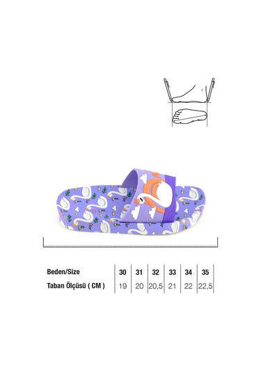 Gezer Kız Çocuk Yazlık Islak Zeminde Kullanıma Uygun Rahat Taban Ev Bahçe Plaj Havuz Terlik Lila
