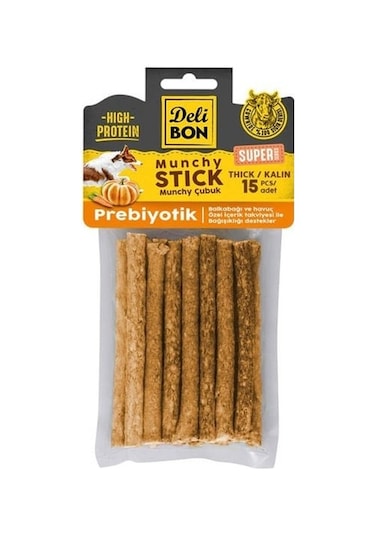 Delibon Süper Munchy Çubuk Prebiyotik Köpek Çiğneme Kemiği Kalın 15'li