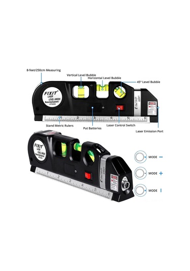 Moveevo Manyetikli Enstrüman: 8ft Lazer Seviye Çizgici - Dikey/yatay Işık, Metrik Ve Standart Ölçü, Duvar Dekorasyonu İçin Doğru Hizalama