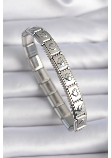 316l Çelik Gümüş Renk Kalp İşleme Nomination Charm Bileklik