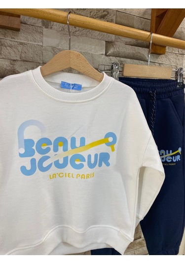 Lacıel Parıs Sloganlı Tenis Erkek Çocuk Eşofman Takım Beyaz