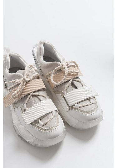 Lulen Beyaz Beyaz Rugan Sim Yazılı Cırtlı Kadın Spor Sneakers Beyaz