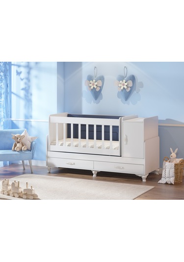 Karyola Olabilen Sallanır Beşik + Uyku Setli + Yatak Beyaz