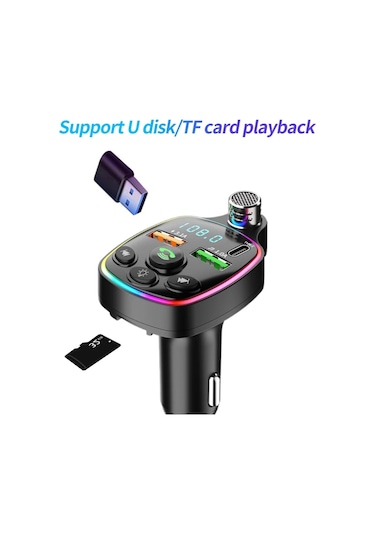 Bluetooth 5.0 Fm Transmitter Çift Usb 3.1a Pd Hızlı Şarj