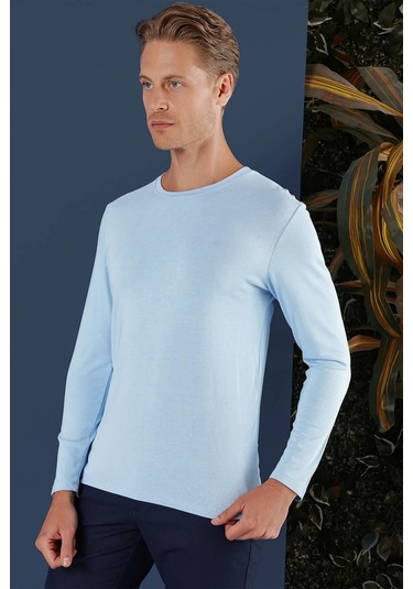 Ts 870 Slim Fit Mavi Spor T-shirt Mavi