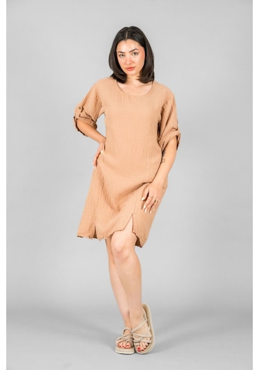 Midi Boy Elbise Camel
