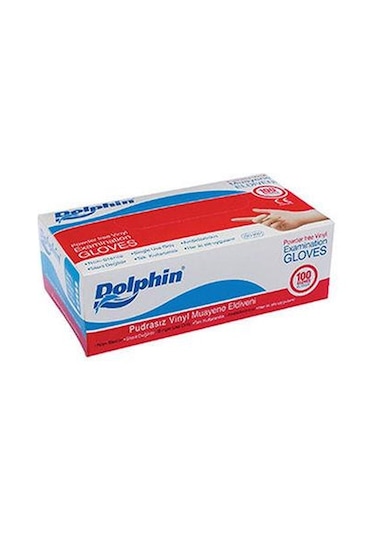 Dolphin Pudrasız Beyaz Vinil Muayene Eldiveni 100'lü S