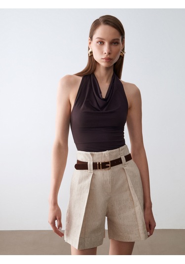 Dilvin 32973 Degaje Yaka Top-koyu Kahve