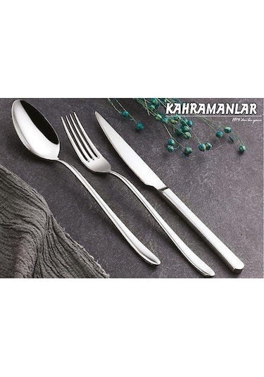 Kahramanlar Deniz 72 Parça Çelik Çatal Kaşık Takımı 12 Kişilik Set Gümüş
