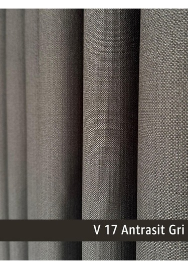 Donatti Antrasit Gri Düz Keten Fon Perde 1/3 Pile Tek Kanat Antrasit Gri
