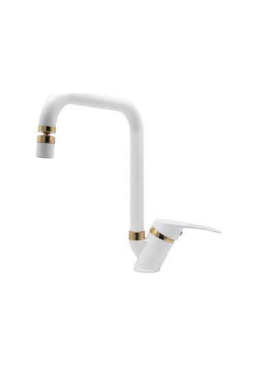 Kustar Lexus Altın Beyaz Mutfak Eviye Bataryası