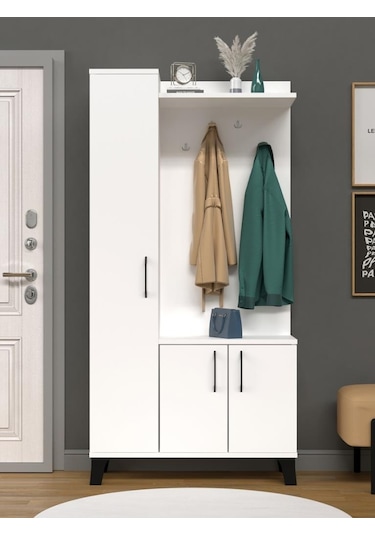 Kuzeylife Linea Portmanto Vestiyer Ayakkabılık Beyaz