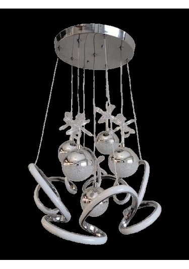 Dmr 5 Toplu Dron Sarkıt Led Avize Krom Kasa Üç Renk 6500k/4000k/3000k Beyaz Ilık/beyaz/sarı Günışı Çok Renkli