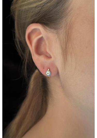 14 Ayar Altın Nazarlık Detaylı Küpe 001