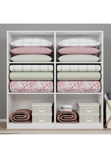 Lucas 4 Kapaklı 6 Raflı Yüklük Gardırop Seti Beyaz 188 Cm. Beyaz