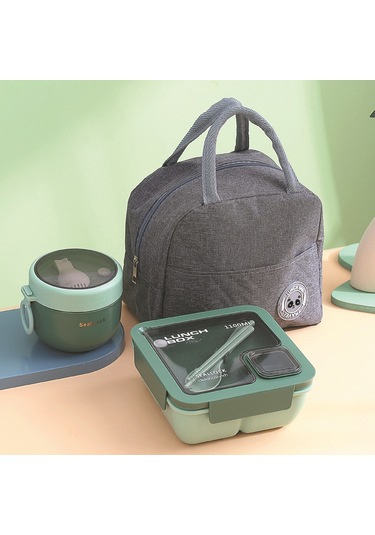 Okullar İçin Uygun Beslenme Çantası Ve Yemek Takımı D-4 Yeşil