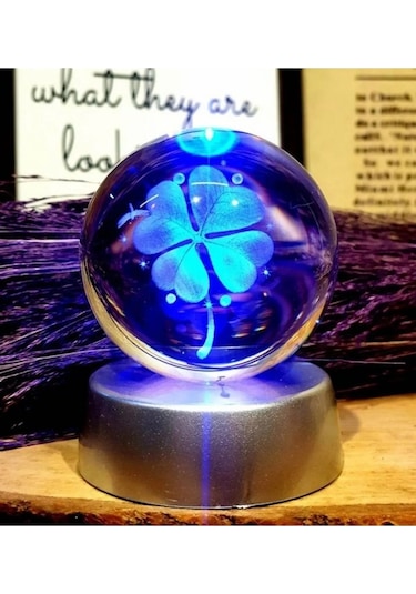 Mobgift Şans Yoncasırenk Değiştiren Kristal Cam Küre Renkli