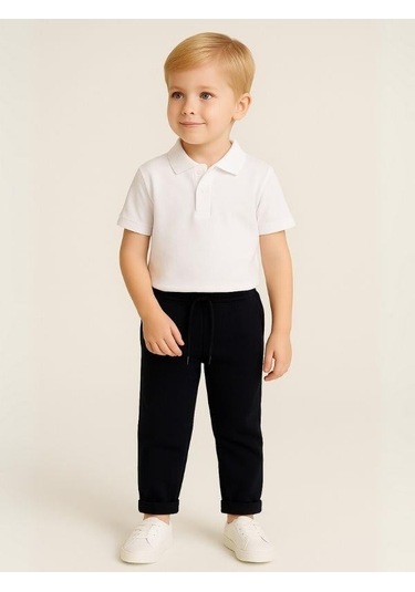 Çocuk Beli Lastikli Jogger Eşofman Alt-16089 Lacivert