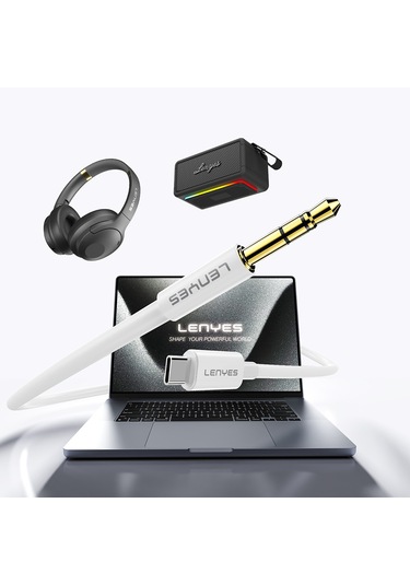 Lenyes Ax102 Type-c To 3.5mm Aux Audio Kablo 1m Beyaz Beyaz