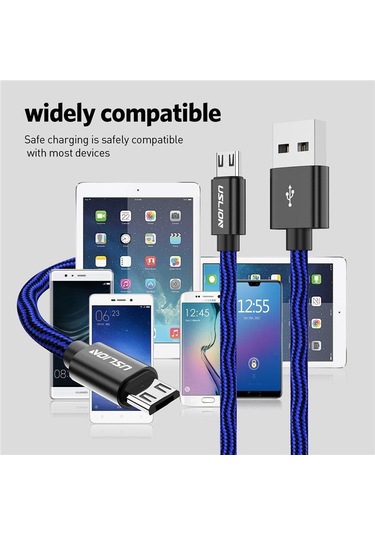 Mikro Usb Kablosu Samsung Xiaomi Tablet Android Usb Şarj Kablosu 2a Hızlı Şarj Usb Veri Kablosu 1 M Mor