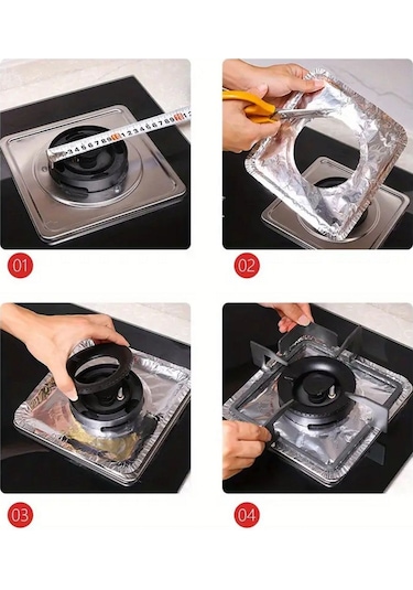 Isıya Dayanıklı Alüminyum Folyo Ocak Koruyucu Gazlı Ocak Korumalı Elektriksiz Ocak Temizlik 10'lu