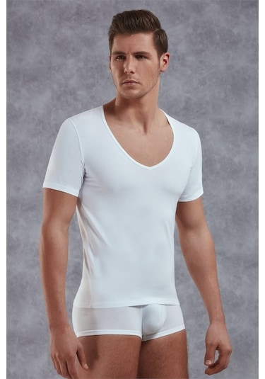 Doreanse Erkek Modal Derin V Yaka Kısa Kol T Shirt 2820