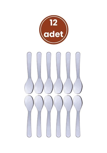 Flora 12 Li Baharat Kaşığı Seti Plastik, Tuz Şeker Karabiber Kakao Kahve Kekik Kaşığı 12 Li Set Şeffaf