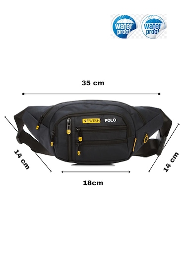 Newish Polo Çapraz Bel Ve Omuz Çantası-free Bag Siyah Sarı