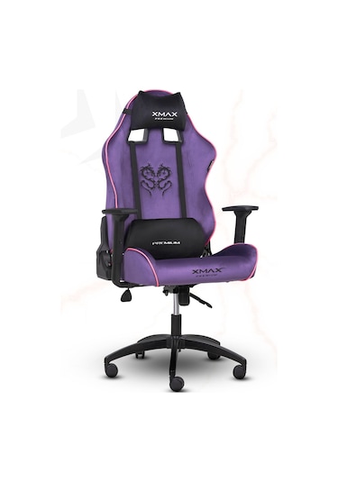 Rio Balerion Terletmez Kadife Kumaş Mor Gaming Oyuncu Koltuğu -14 Mor